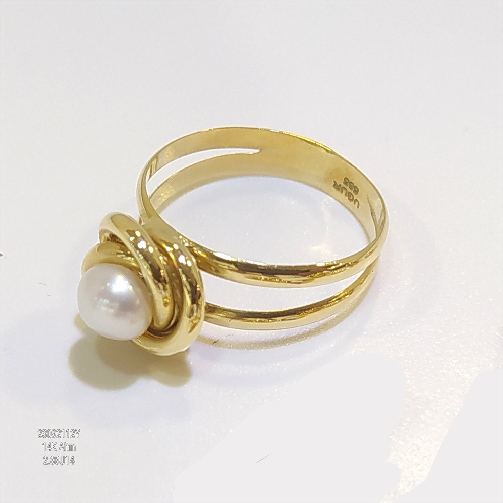 Olimpiyat İnci Yüzük 14 Ayar Altın