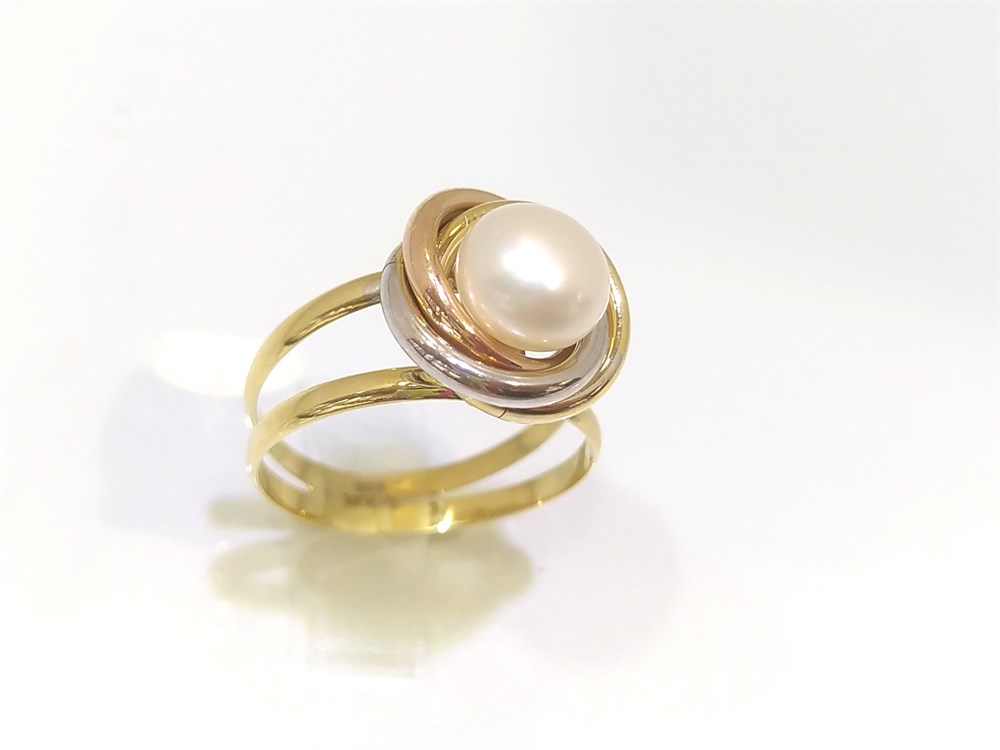 Olimpiyat İnci Yüzük 14 Ayar Altın