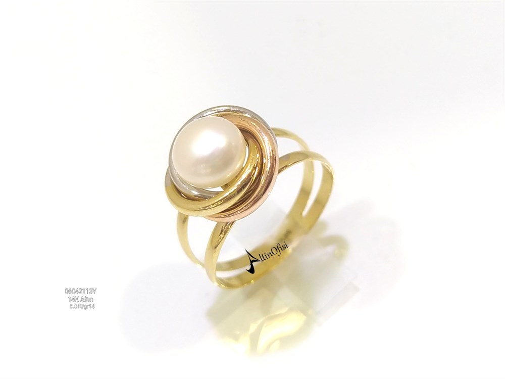Olimpiyat İnci Yüzük 14 Ayar Altın