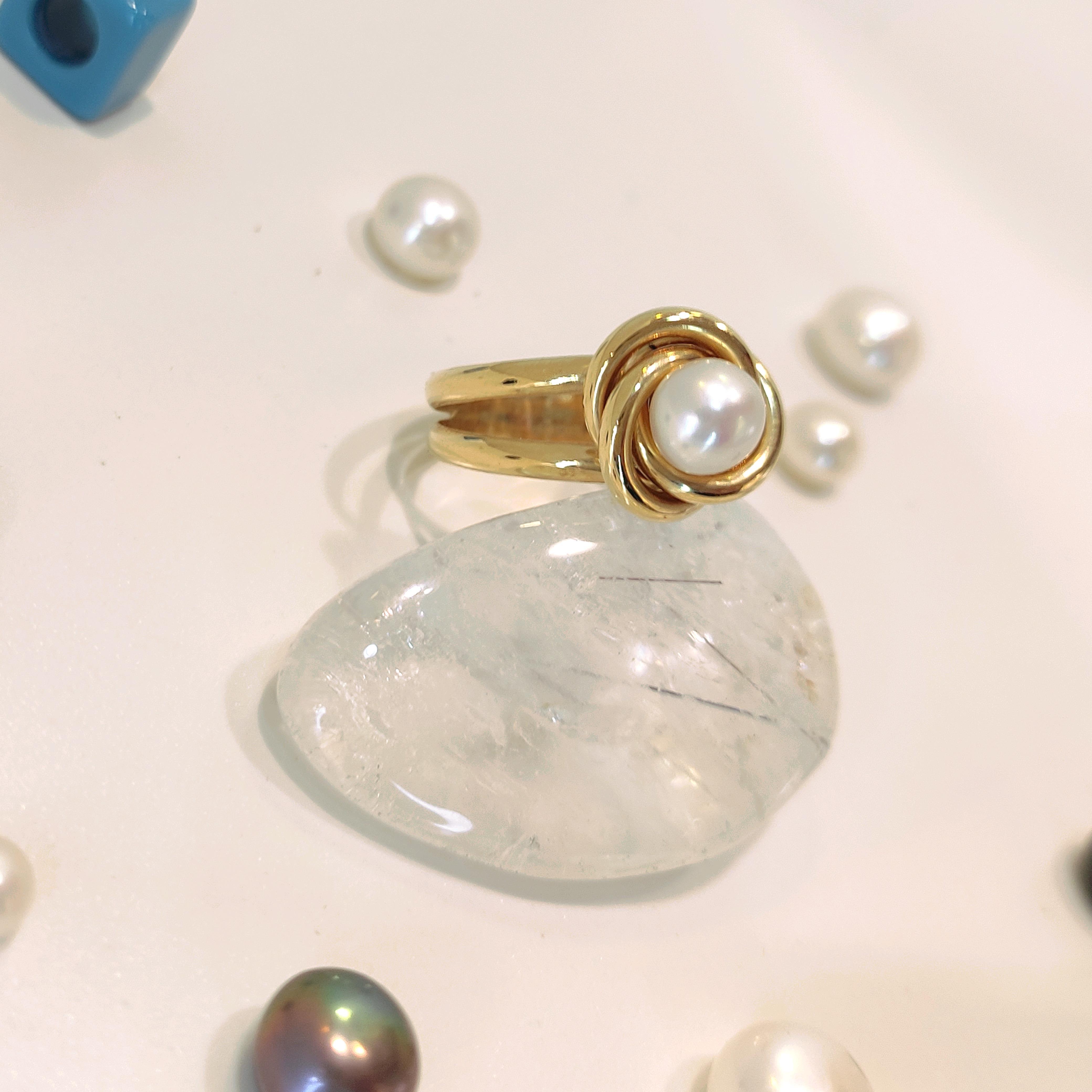 Olimpiyat İnci Yüzük 14 Ayar Altın HD VİDEOLU