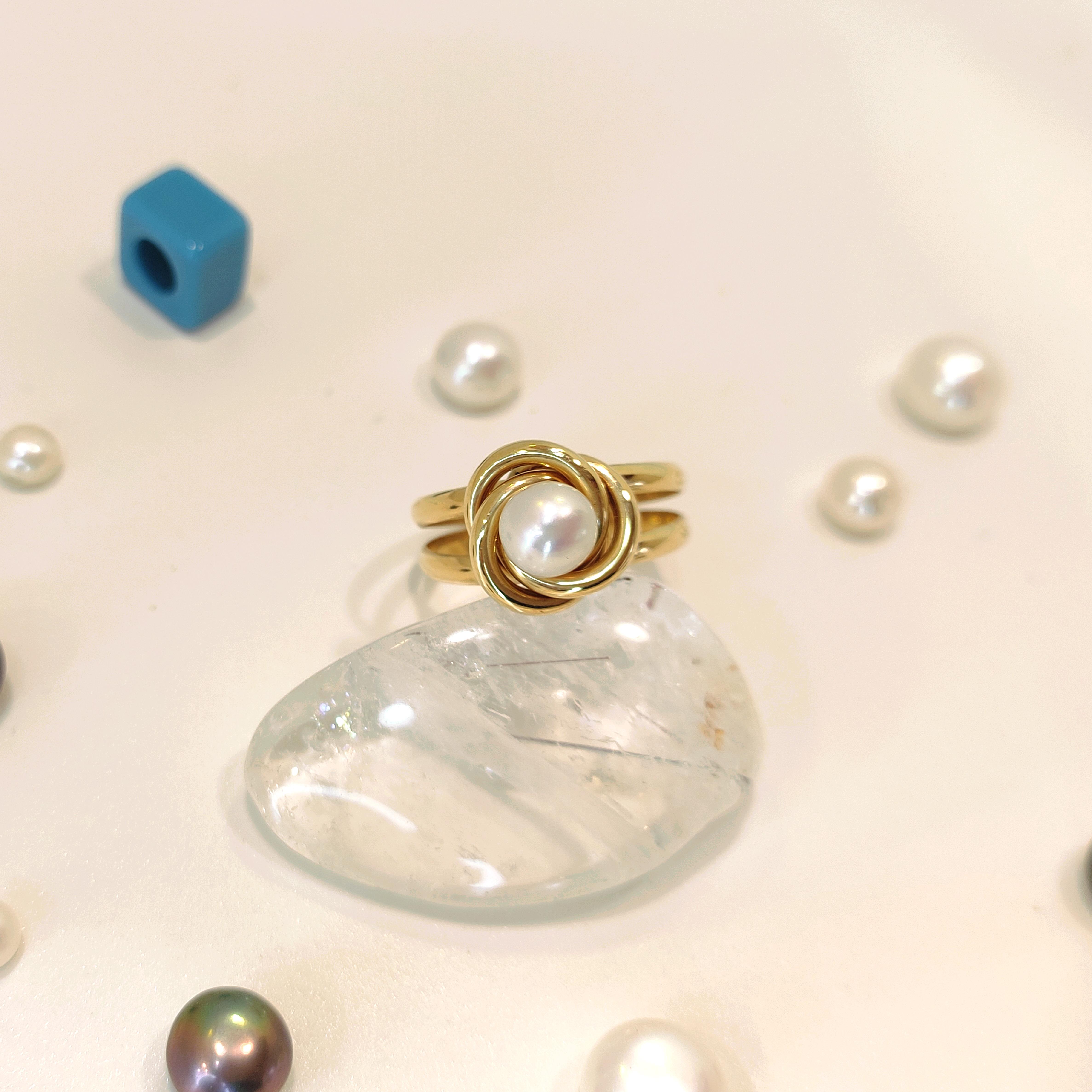 Olimpiyat İnci Yüzük 14 Ayar Altın HD VİDEOLU