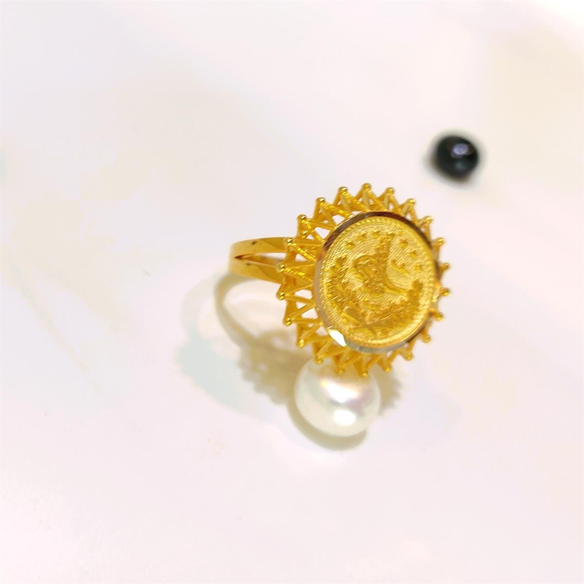 Otantik Tuğralı Yuvarlak Yüzük 14 Ayar Altın HD VİDEOLU