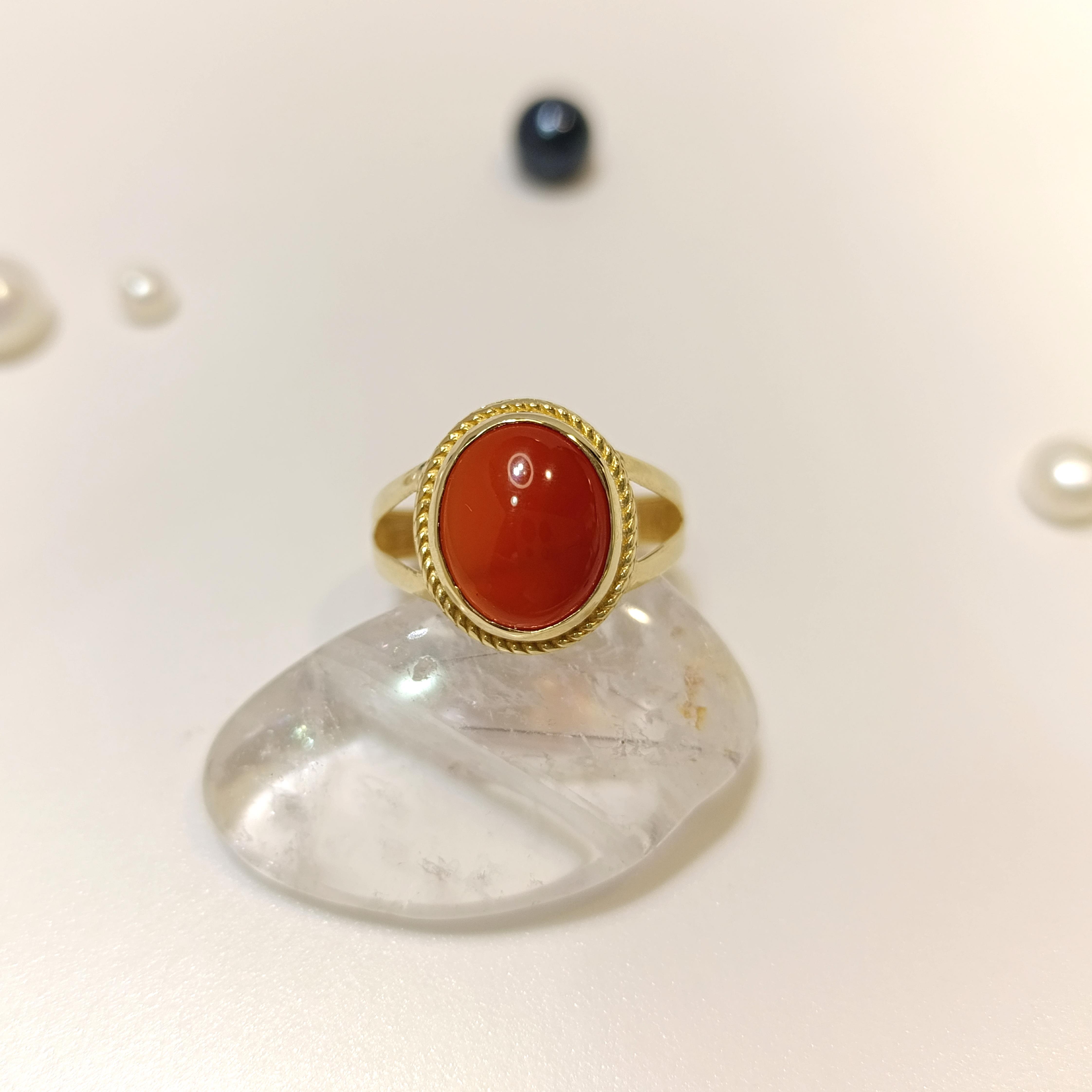 Oval Akik Taşlı Yüzük 14 Ayar Altın HD VİDEOLU