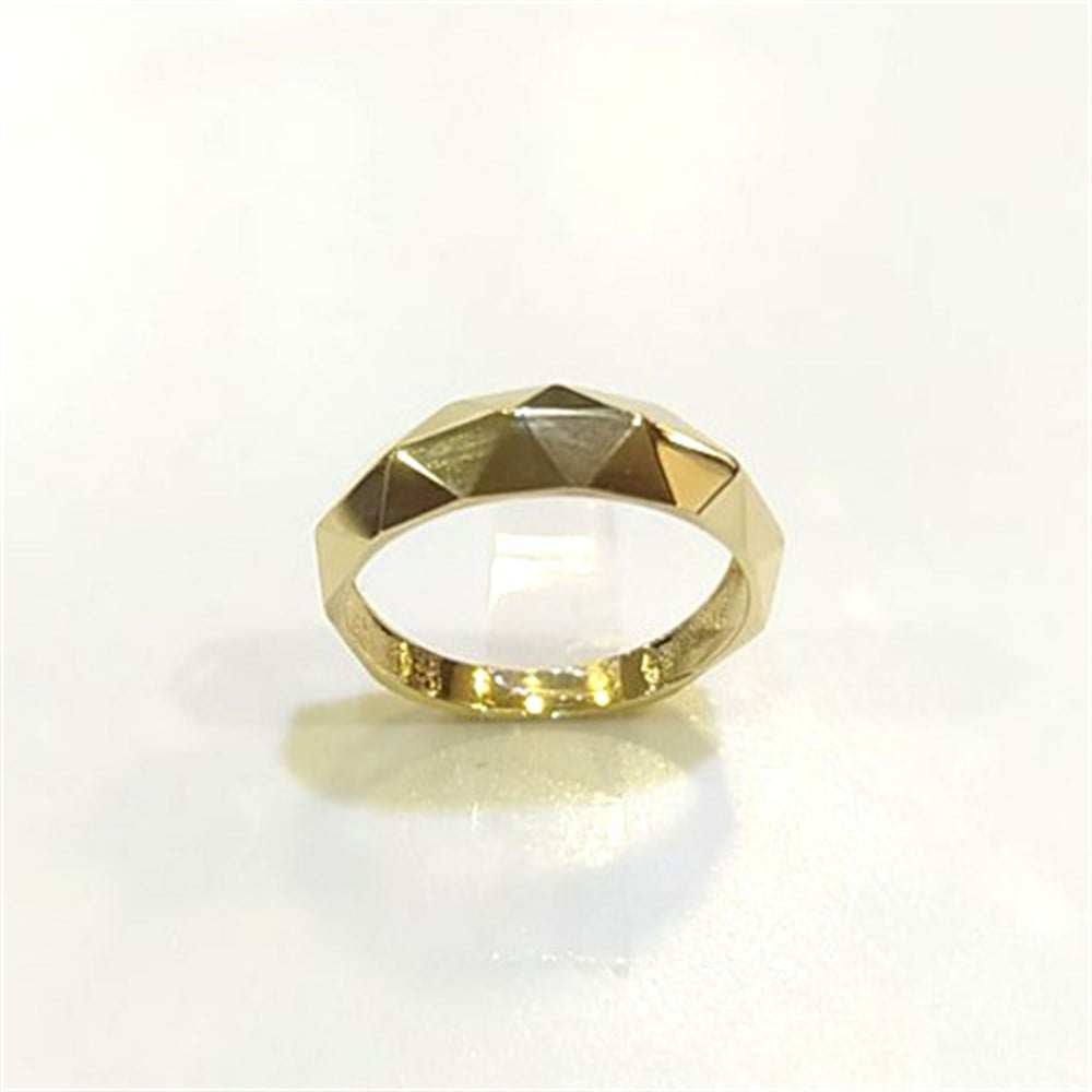 Piramit Taşsız Fütüristik Tasarım Yüzük 14 Ayar Altın