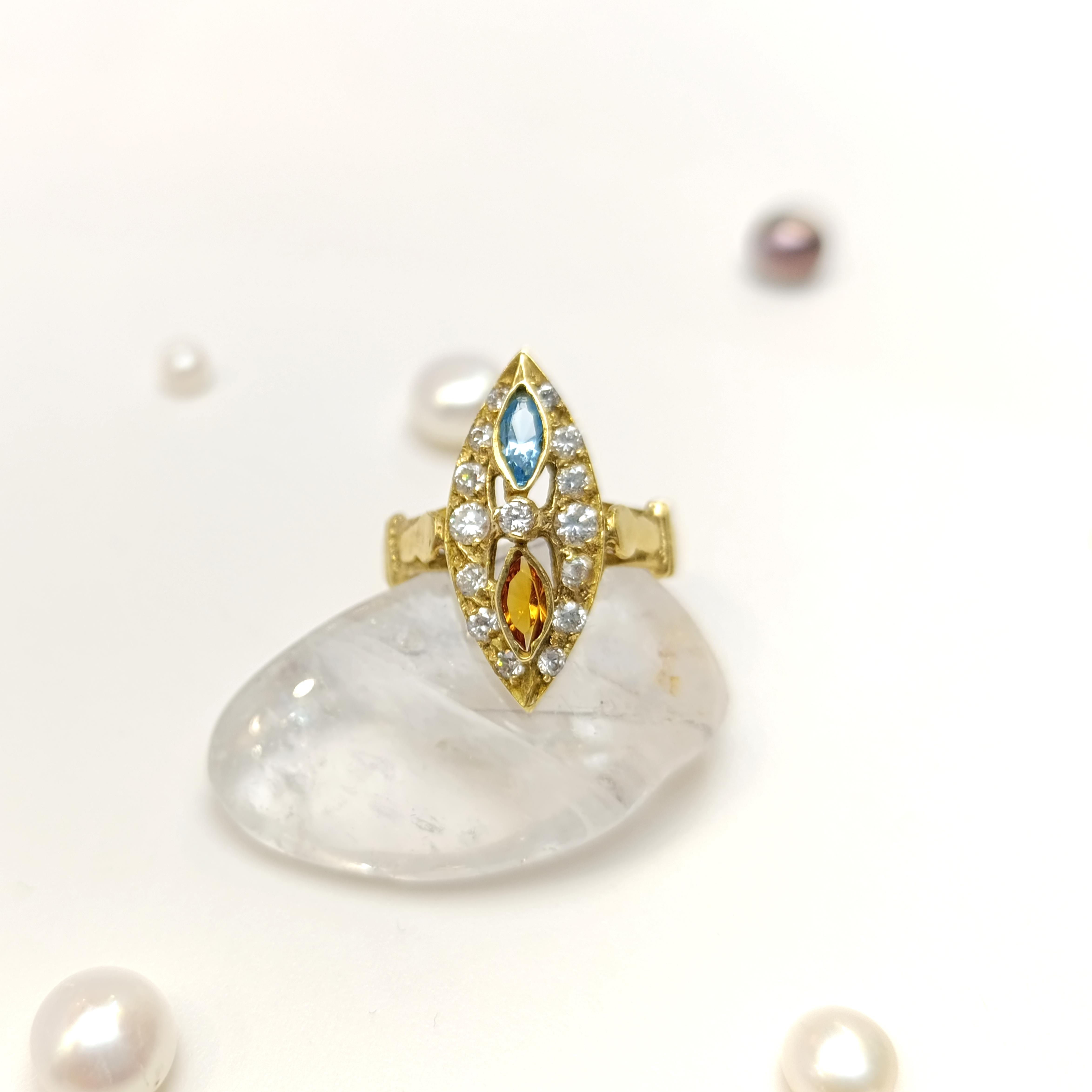 Renkli Taşlı Yüzük 14 Ayar Altın HD VİDEOLU