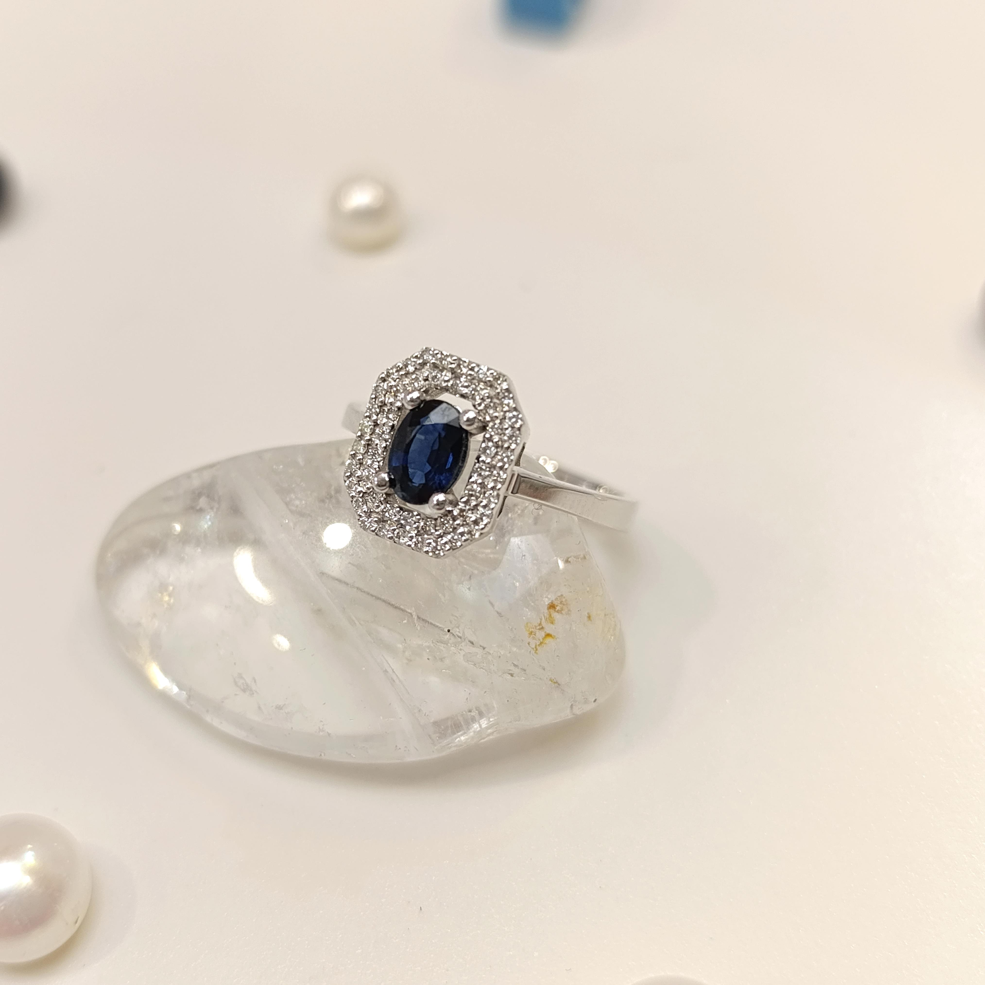 Safir ve Pırlanta Taşlı Yüzük 14 Ayar Altın HD VİDEOLU