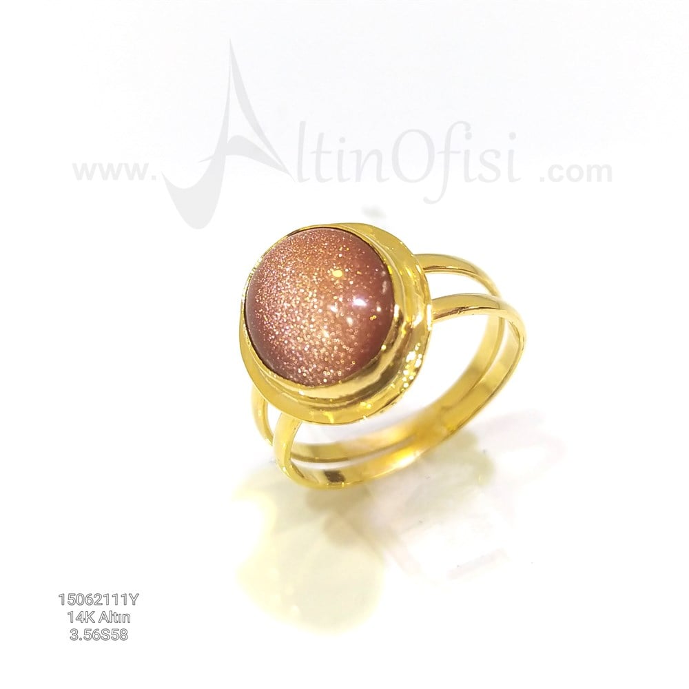Simli Akik TAşlı Yüzük 14 Ayar Altın