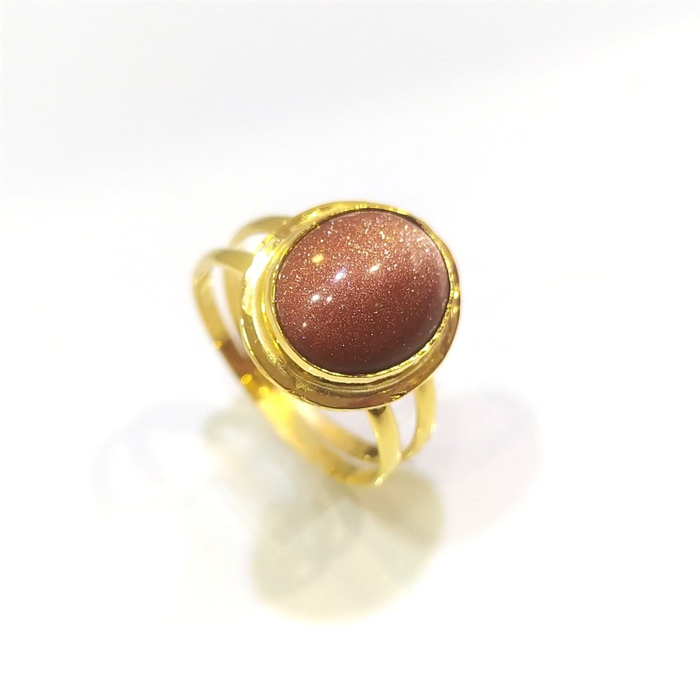 Simli Akik TAşlı Yüzük 14 Ayar Altın