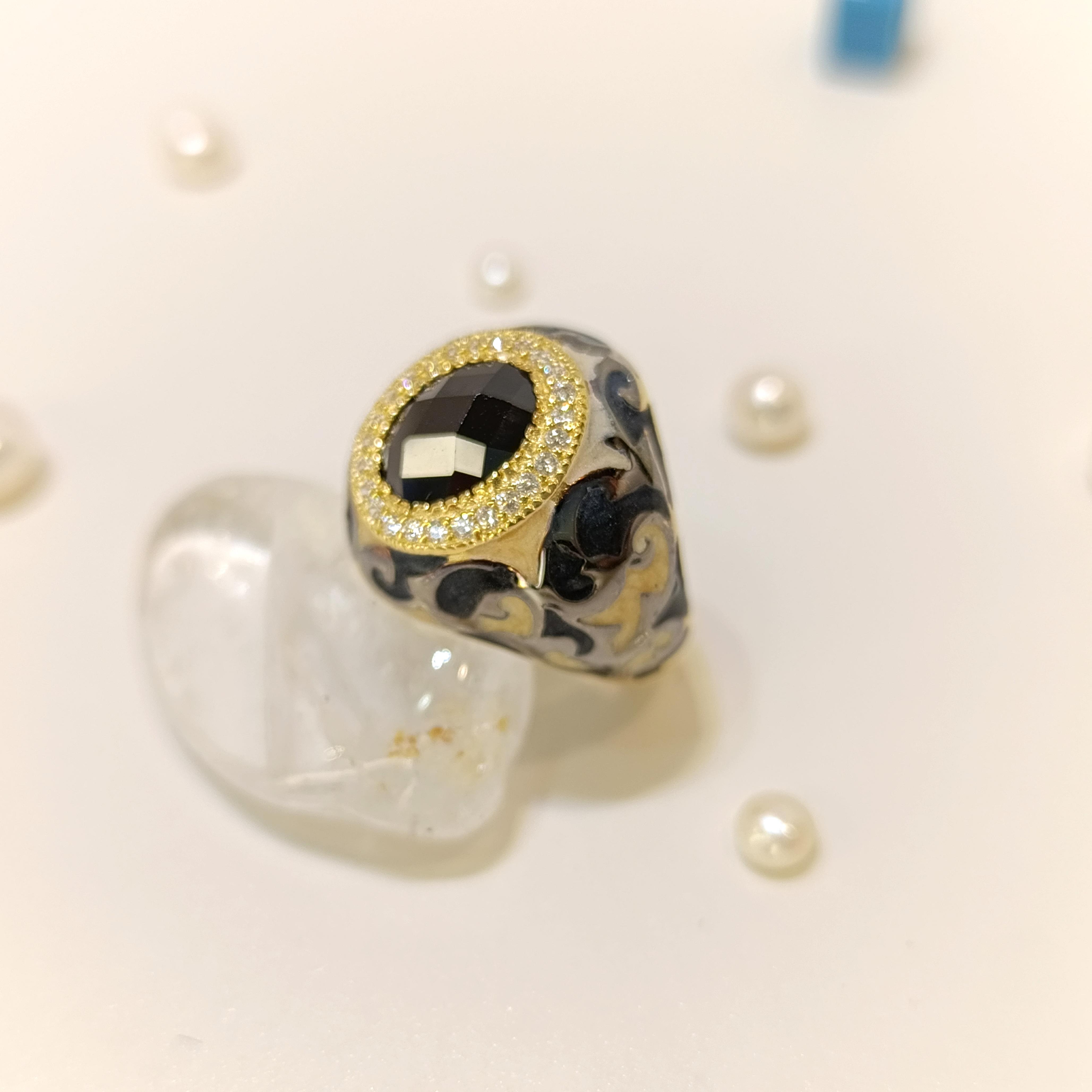 Siyah Taşlı Mineli Yüzük 14 Ayar Altın HD VİDEOLU