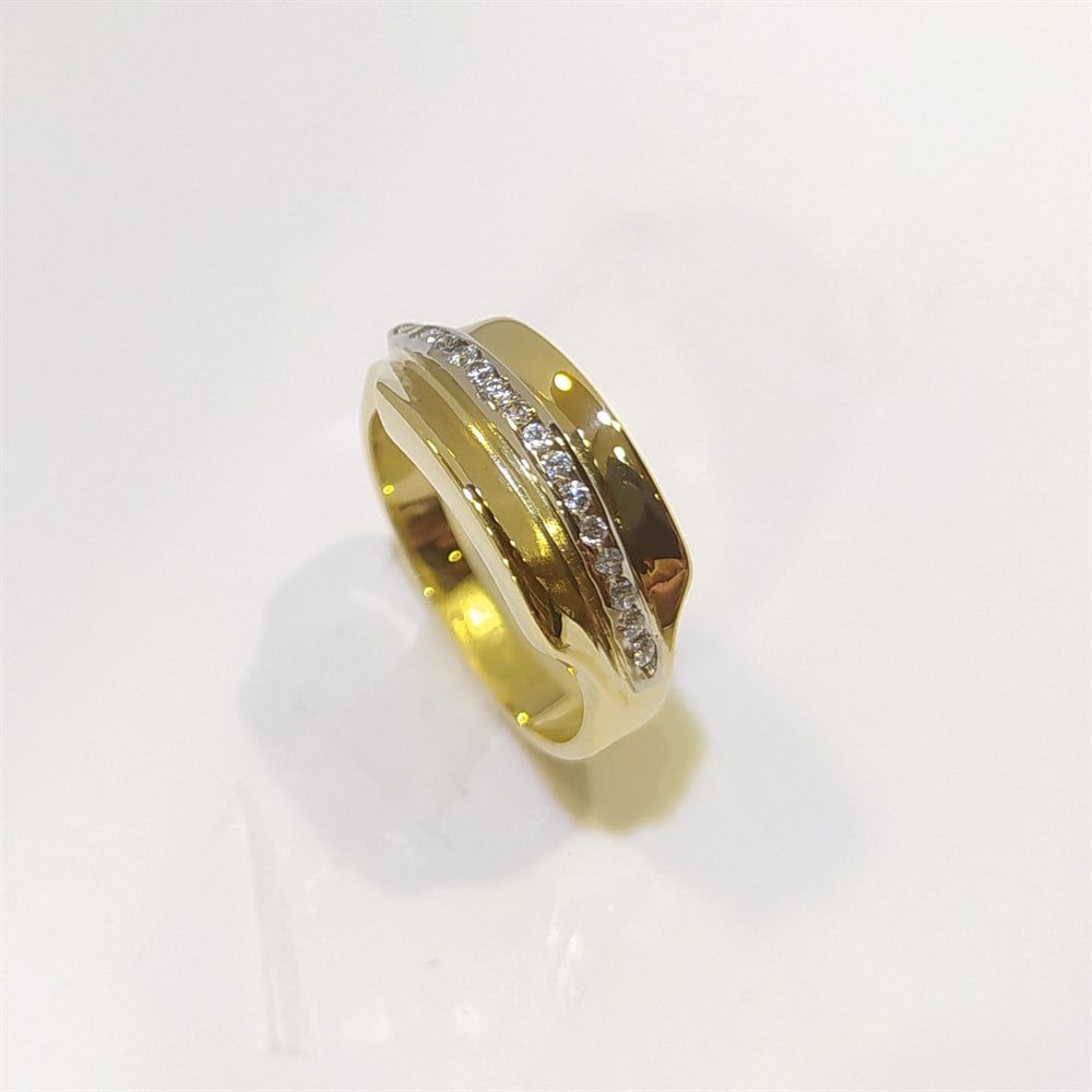 Su Yolu Tasarım Yüzük 14 Ayar Altın