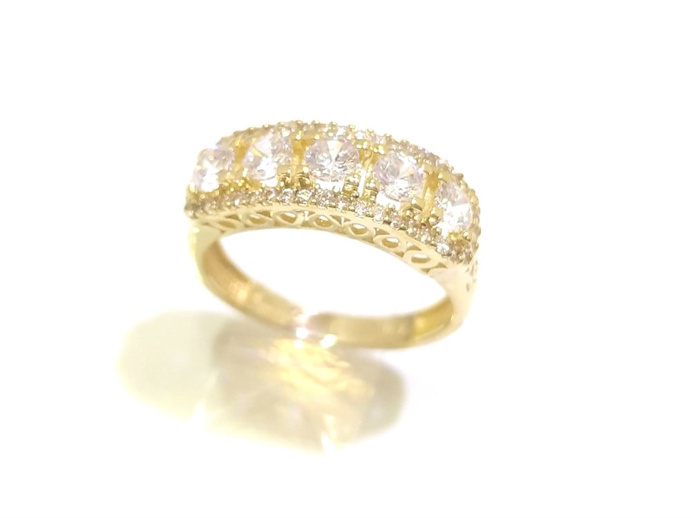 Tasarım Beş Taşlı Yüzük 14 Ayar Altın