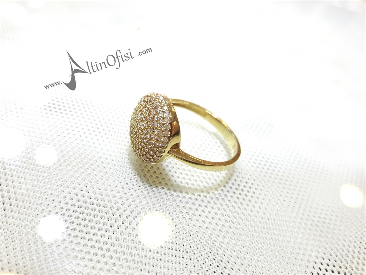 Taşlı Yüzük Sarı 14 Ayar Altın