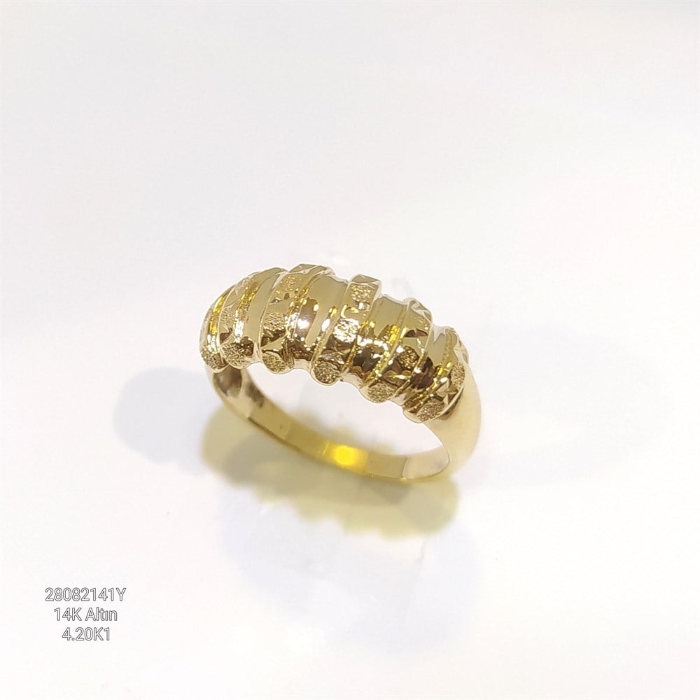 Taşsız Fütüristik Tasarım Yüzük 14 Ayar Altın