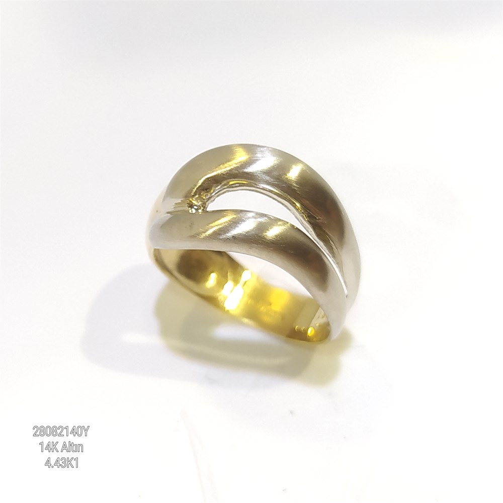 Taşsız Fütüristik Tasarım Yüzük 14 Ayar Altın