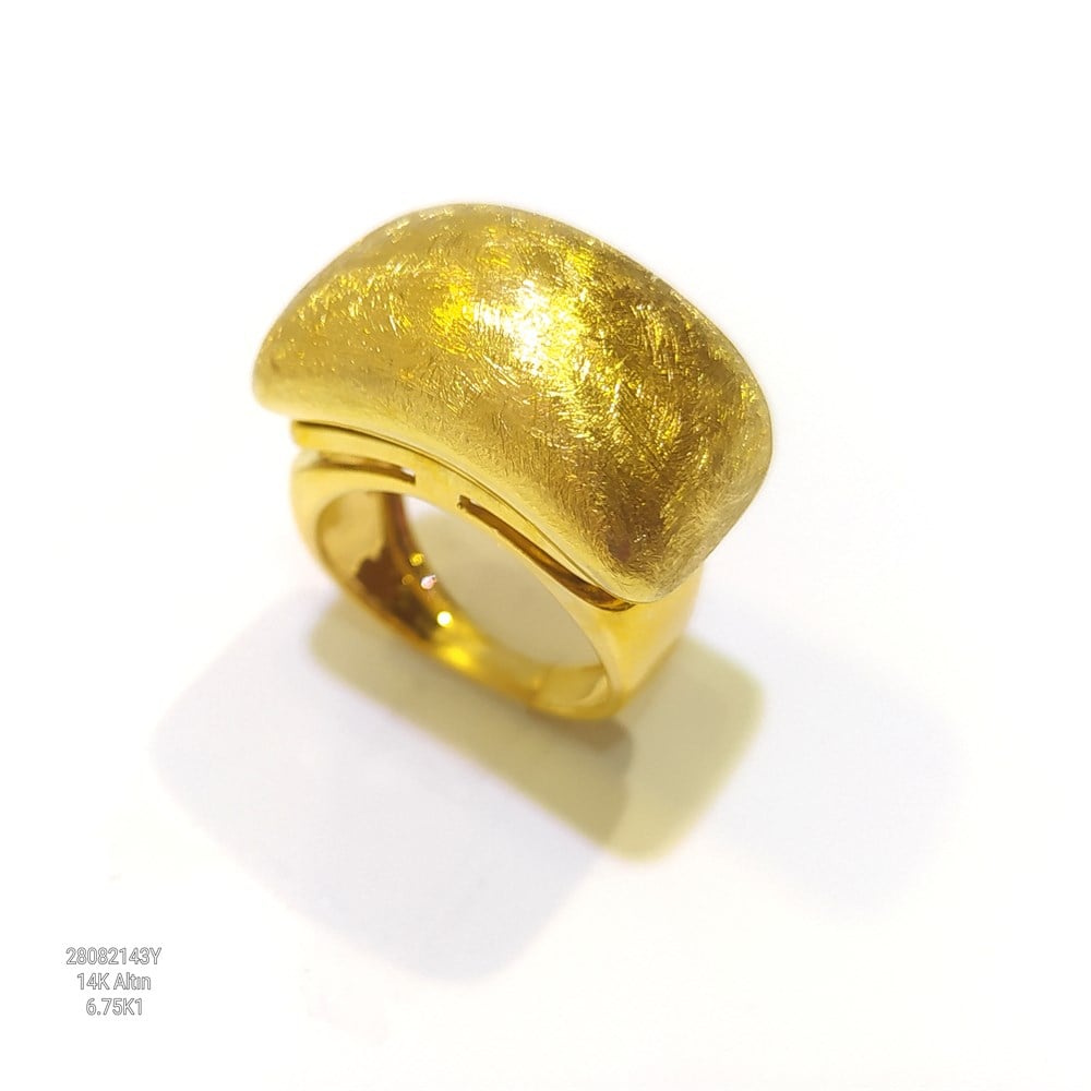 Taşsız Fütüristik Tasarım Yüzük 14 Ayar Altın