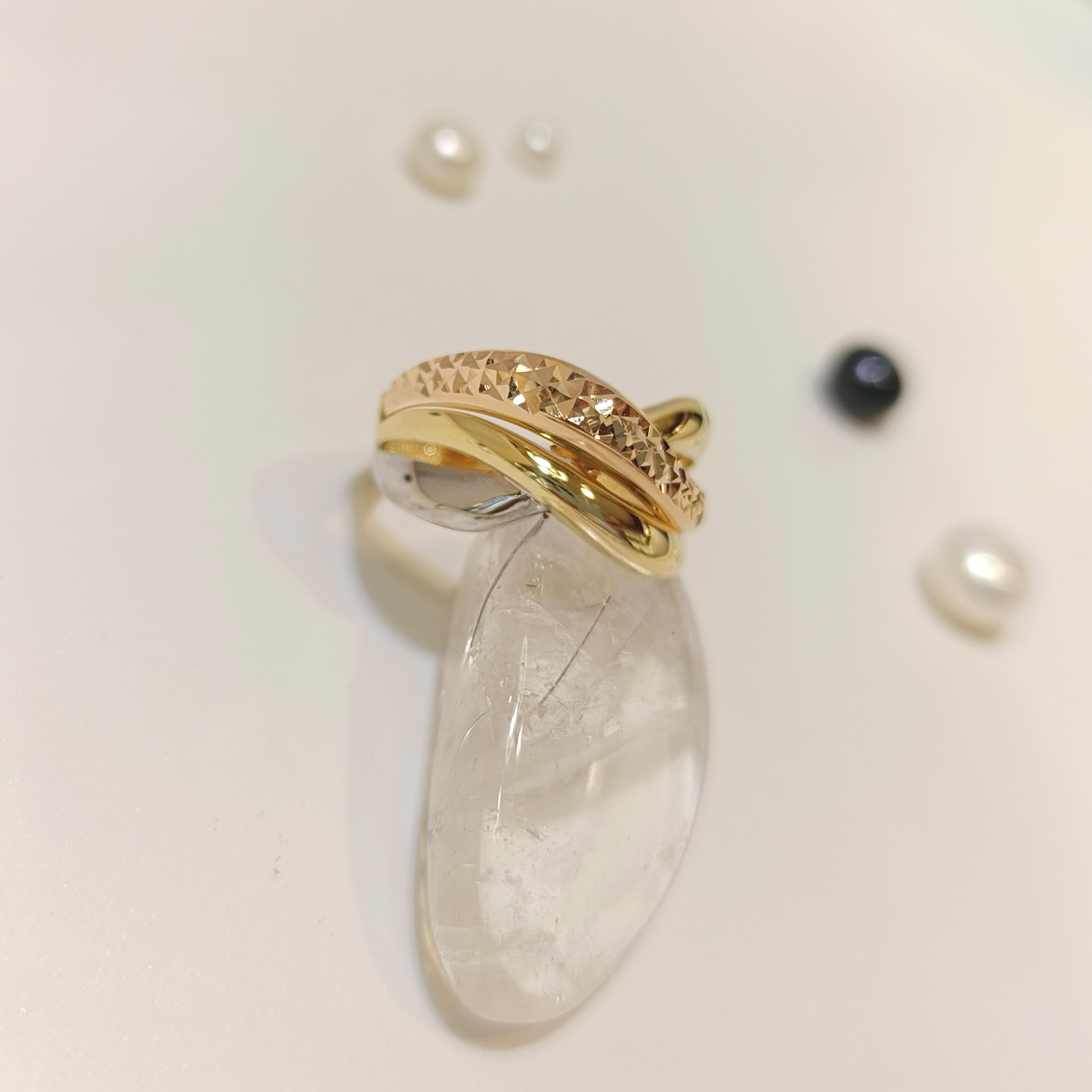 Taşsız Üç Renkli Yüzük 14 Ayar Altın HD VİDEOLU