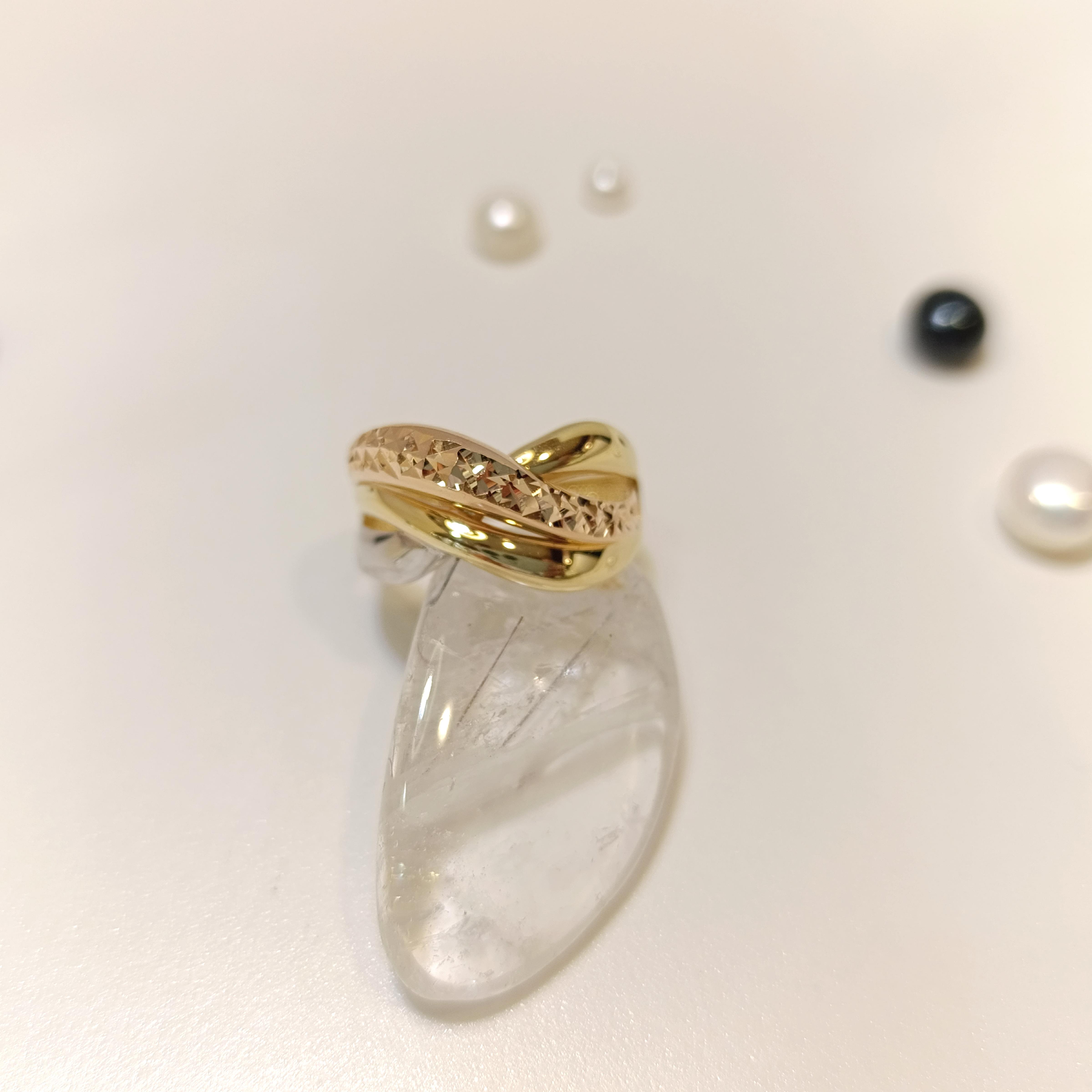 Taşsız Üç Renkli Yüzük 14 Ayar Altın HD VİDEOLU