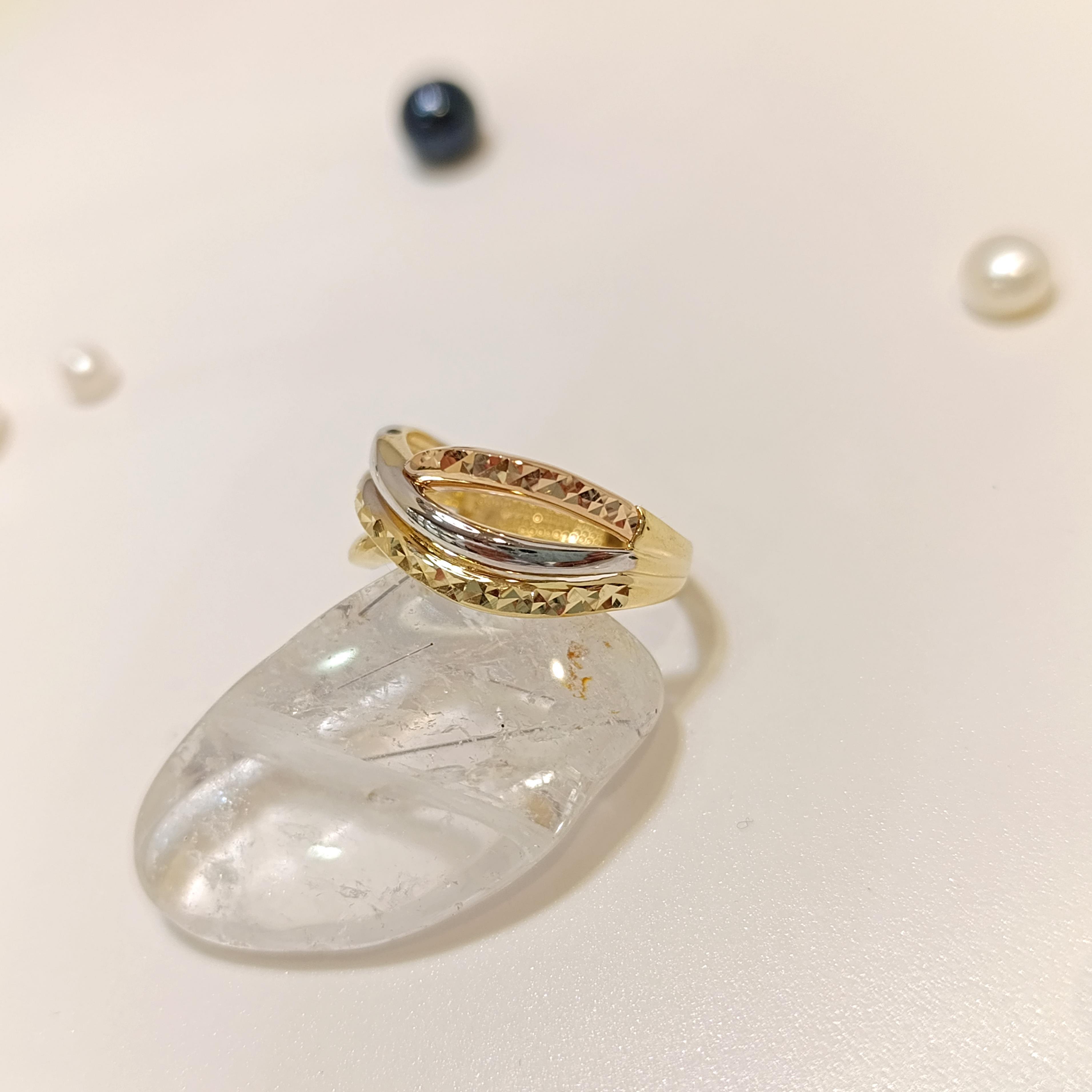 Taşsız Üç Renkli Yüzük 14 Ayar Altın HD VİDEOLU