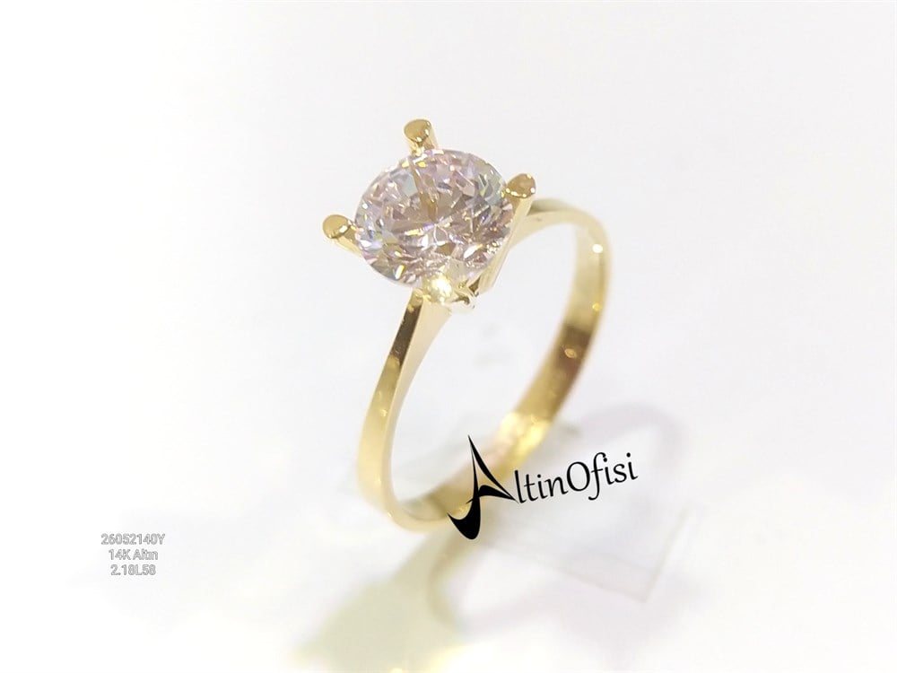 Tek TAş Yüzük 14 Ayar Altın