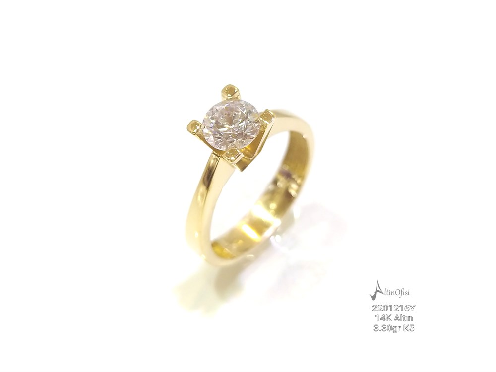 Tek TAş Yüzük 14 Ayar Altın