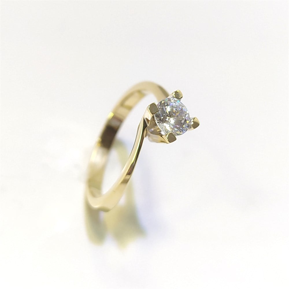 Tek TAş Yüzük 14 Ayar Altın