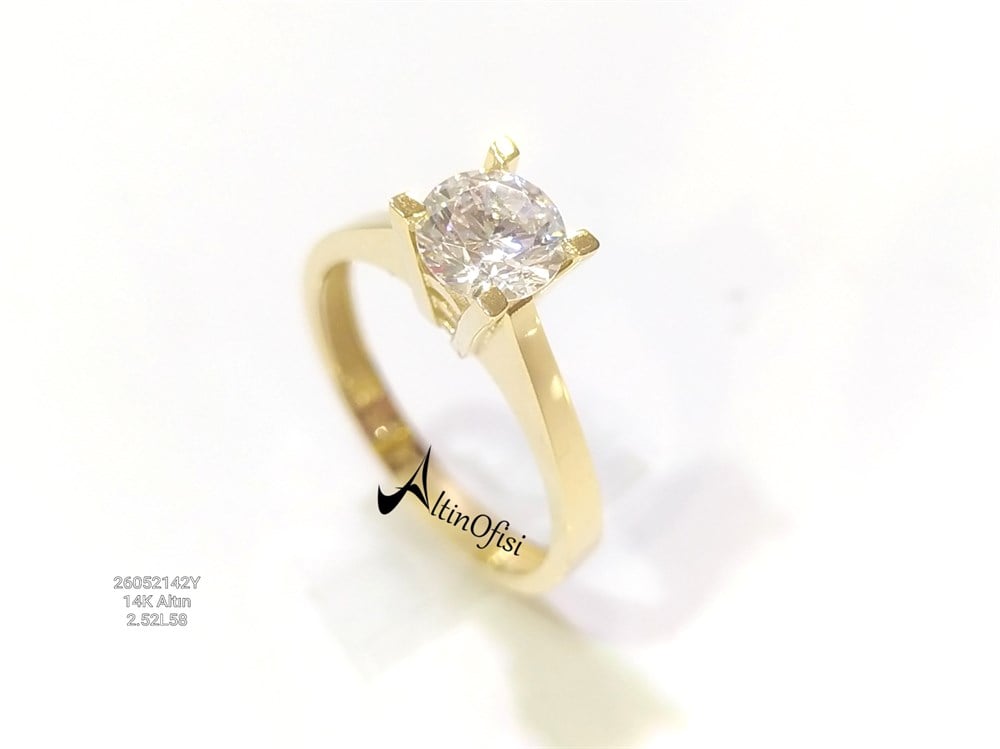 Tek TAş Yüzük 14 Ayar Altın