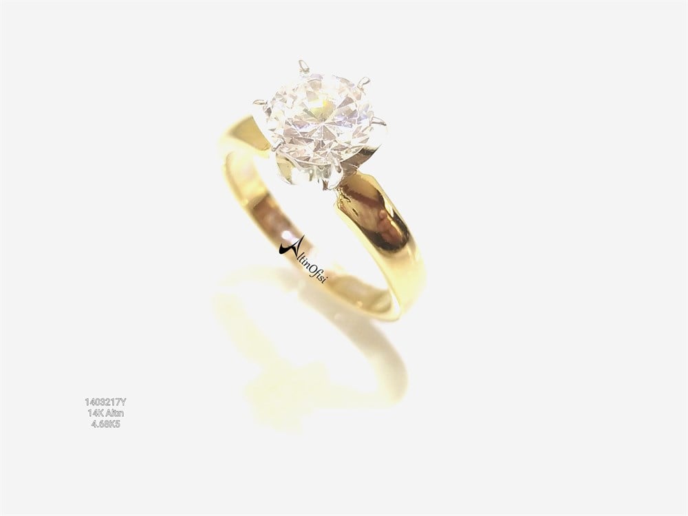 Tek Taş Yüzük 14 Ayar Altın