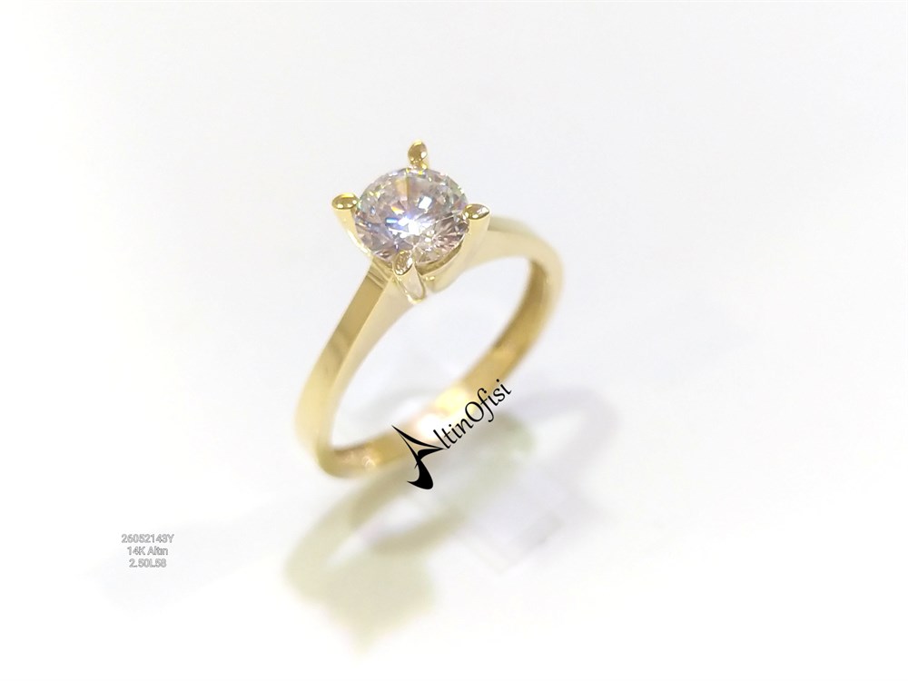 Tek TAş Yüzük 14 Ayar Altın