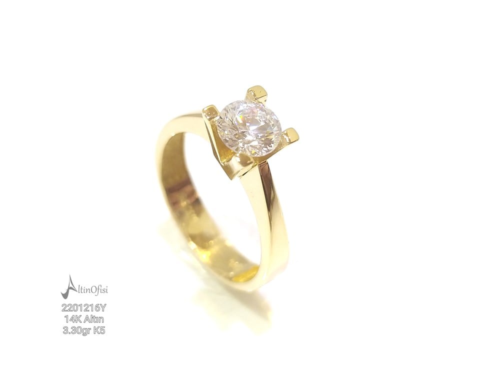 Tek TAş Yüzük 14 Ayar Altın