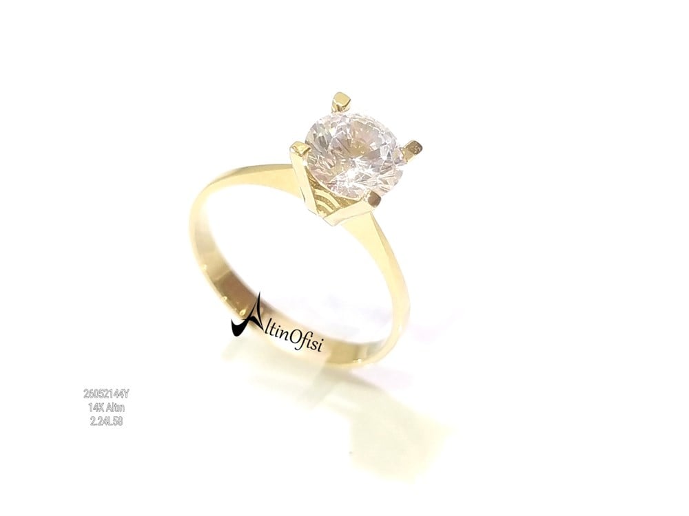 Tek TAş Yüzük 14 Ayar Altın