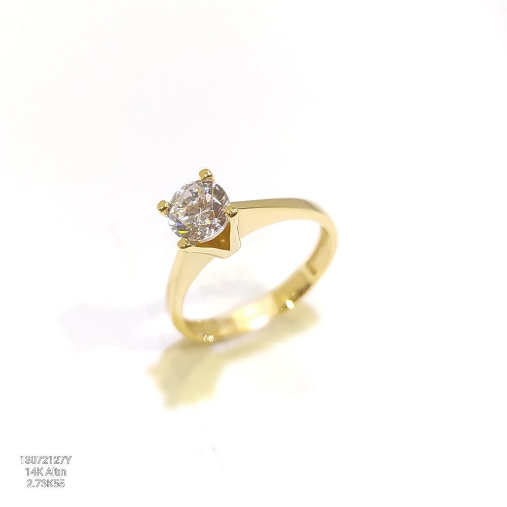 Tek TAş Yüzük 14 Ayar Altın