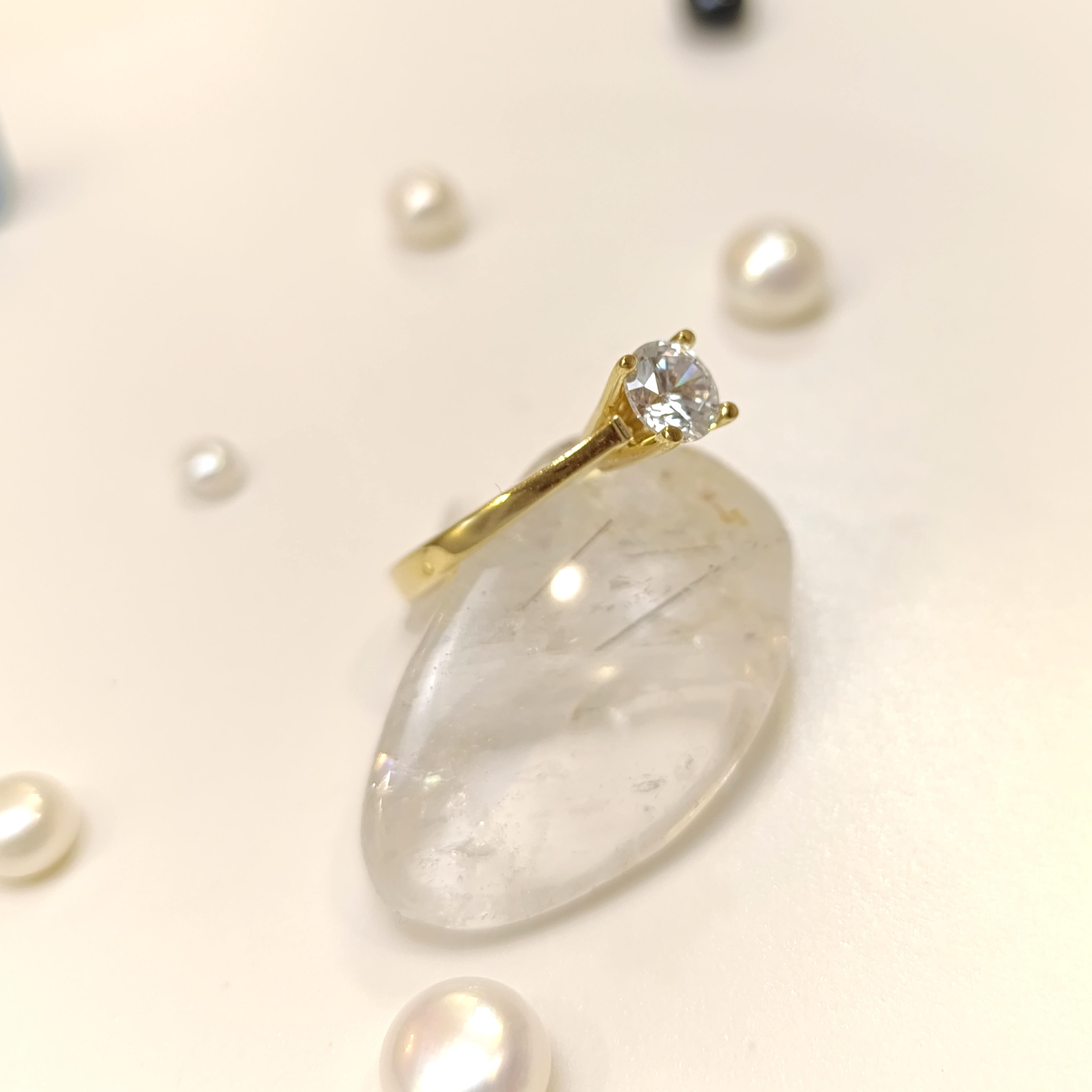 Tek Taş Yüzük 14 Ayar Altın HD VİDEOLU