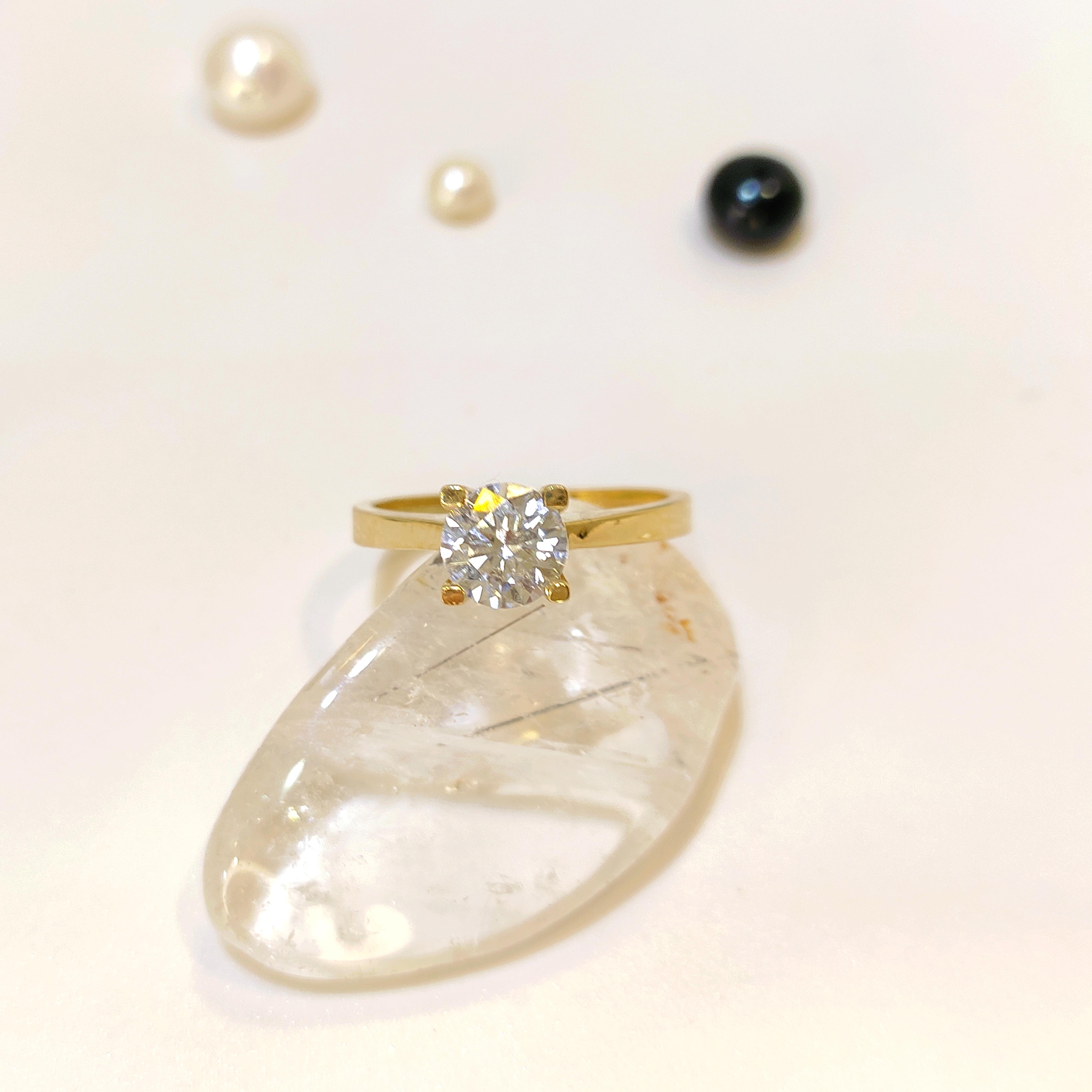 Tek Taş Yüzük 14 Ayar Altın HD VİDEOLU