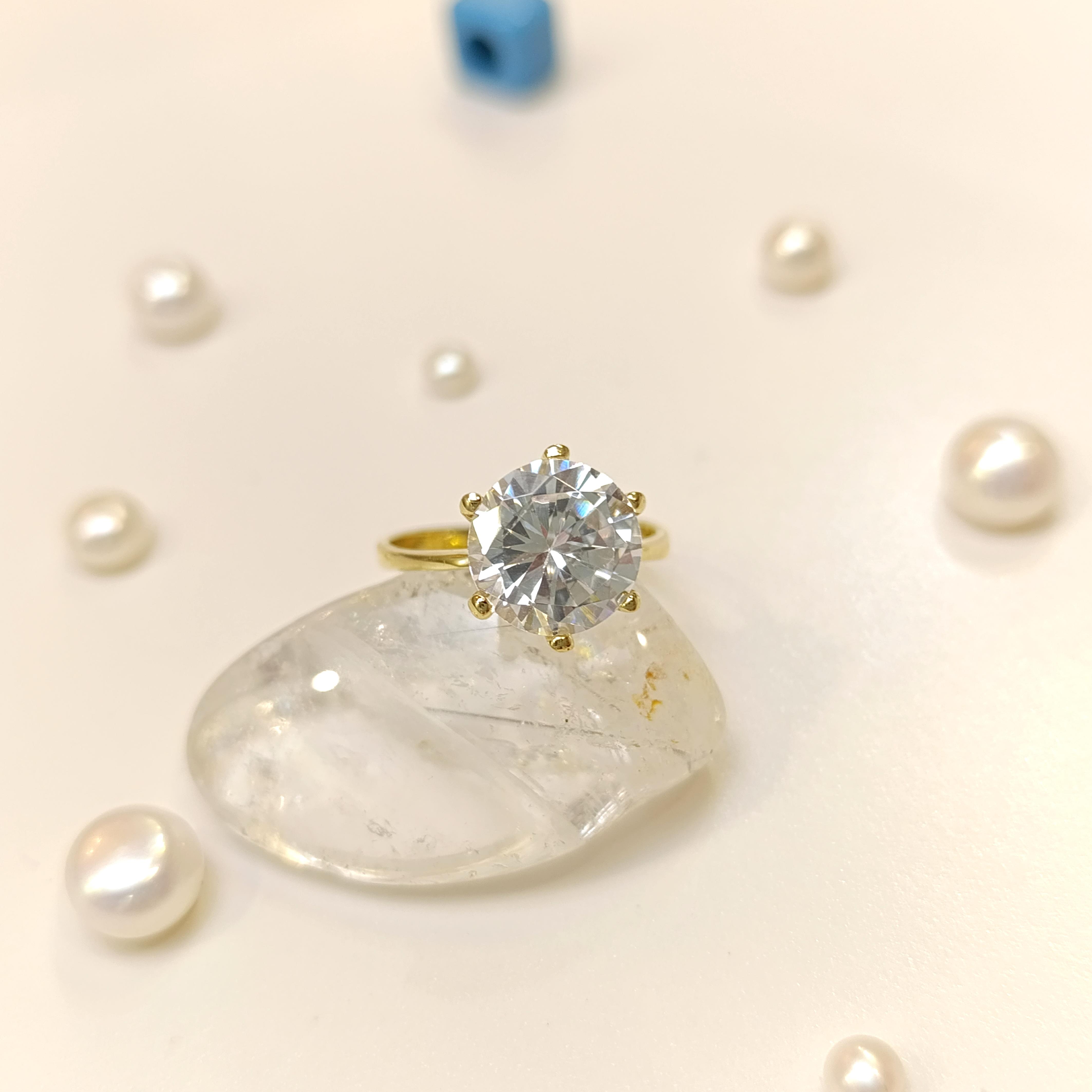 Tek Taş Yüzük 14 Ayar Altın HD VİDEOLU