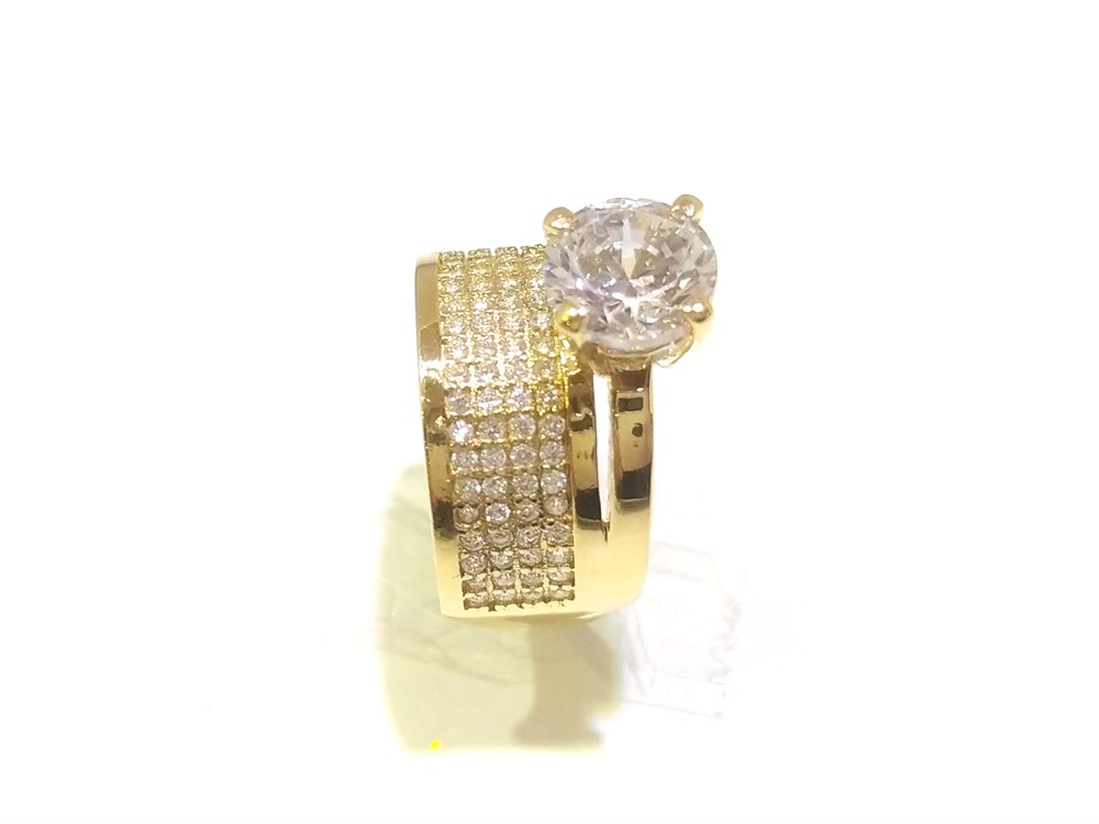 Tektaş Alyans Bitişik Yüzük 14 Ayar Altın