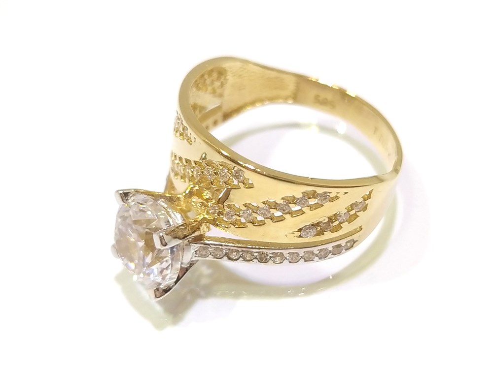 Tektaş Alyans Bitişik Yüzük 14 Ayar Altın