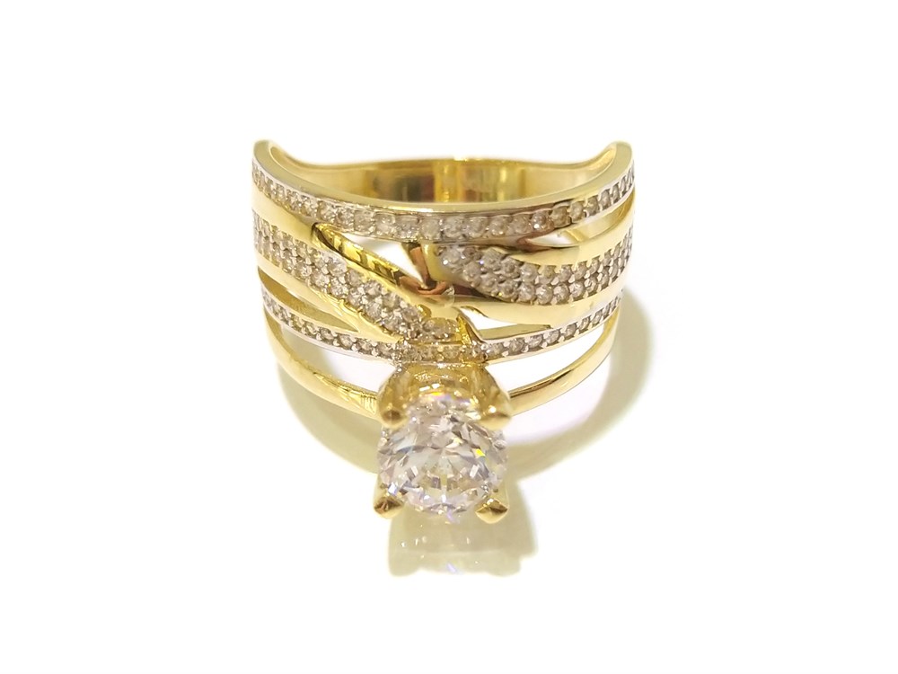 Tektaş Alyans Bitişik Yüzük Sarı 14 Ayar Altın