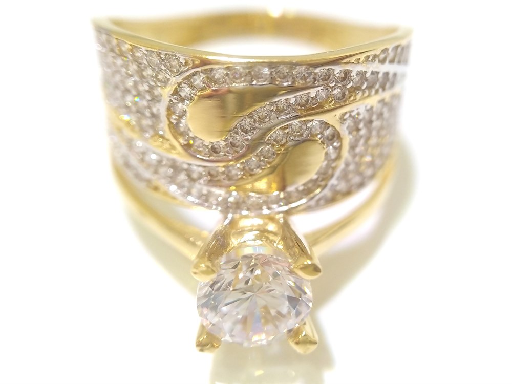 Tektaş Alyans Bitişik Yüzük Sarı 14 Ayar Altın