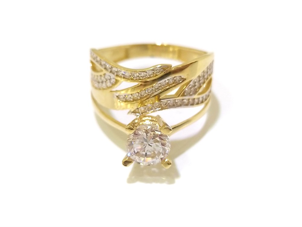 Tektaş Alyans Bitişik Yüzük Sarı 14 Ayar Altın