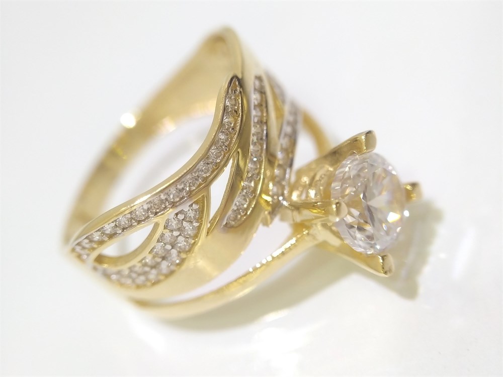 Tektaş Alyans Bitişik Yüzük Sarı 14 Ayar Altın