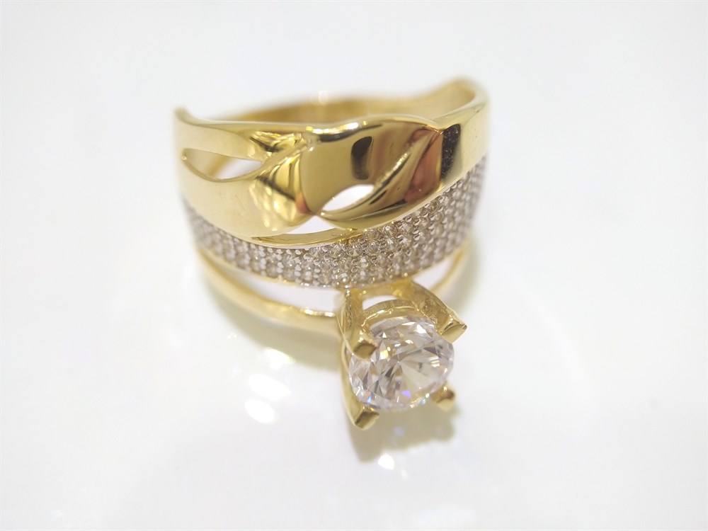 Tektaş Alyans Bitişik Yüzük Sarı 14 Ayar Altın