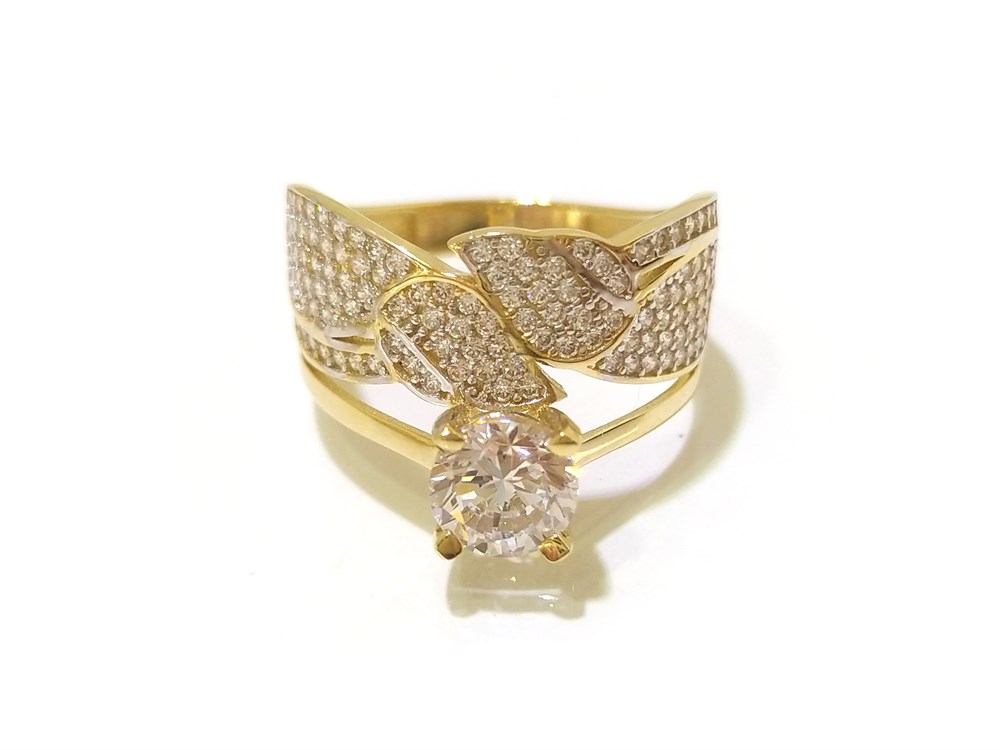 Tektaş Alyans Bitişik Yüzük Sarı 14 Ayar Altın