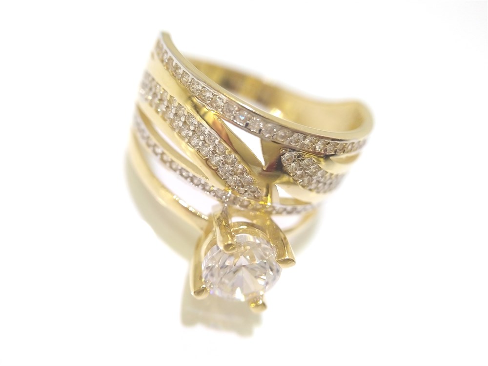 Tektaş Alyans Bitişik Yüzük Sarı 14 Ayar Altın