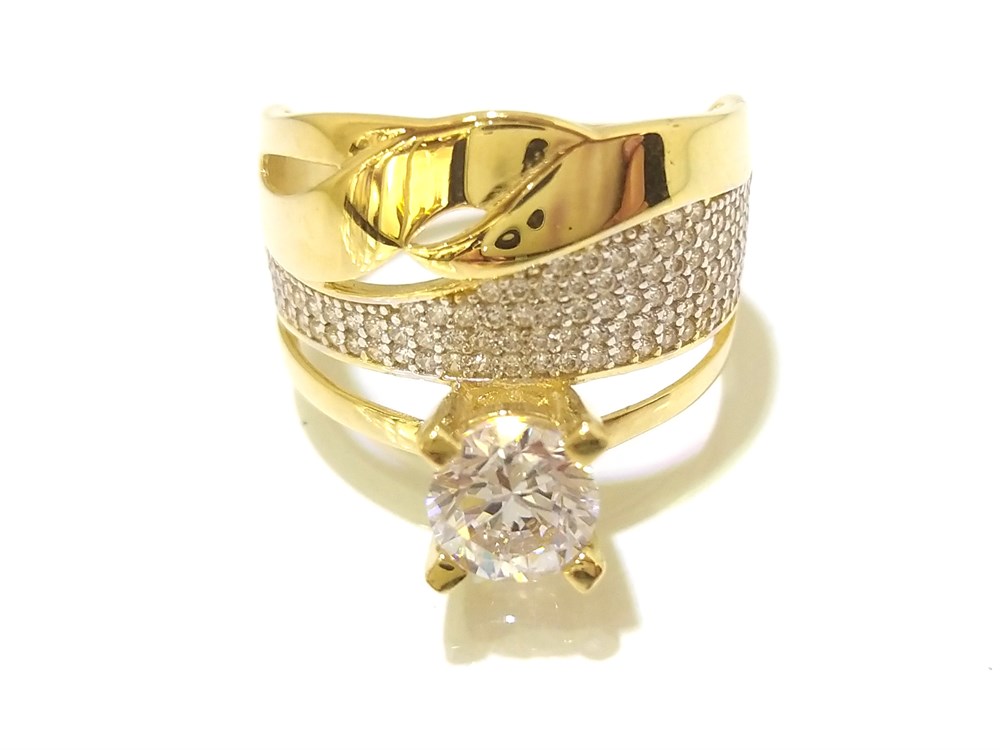 Tektaş Alyans Bitişik Yüzük Sarı 14 Ayar Altın