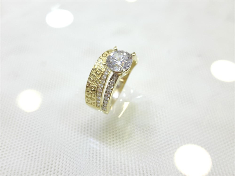 Tektaşlı Alyans Yüzük 14 Ayar Altın