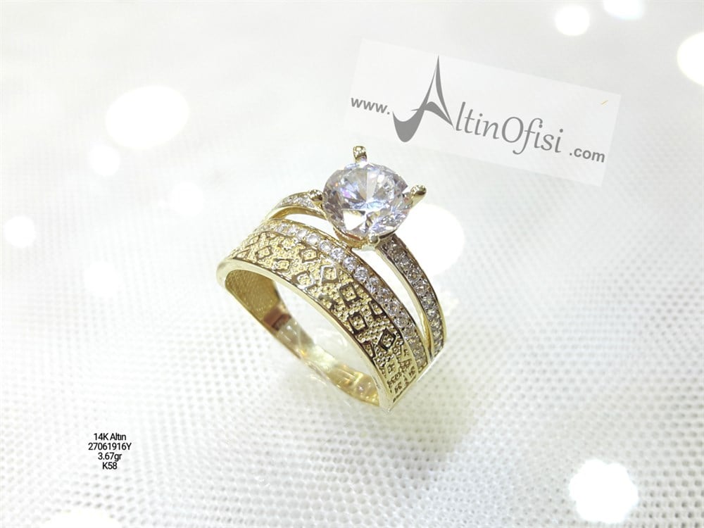 Tektaşlı Alyans Yüzük 14 Ayar Altın