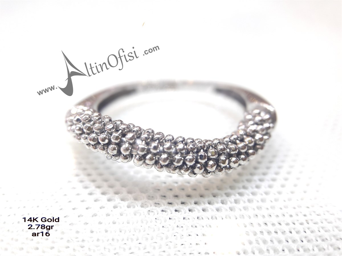 Toplu Zincir Yüzük Beyaz 14 Ayar Altın