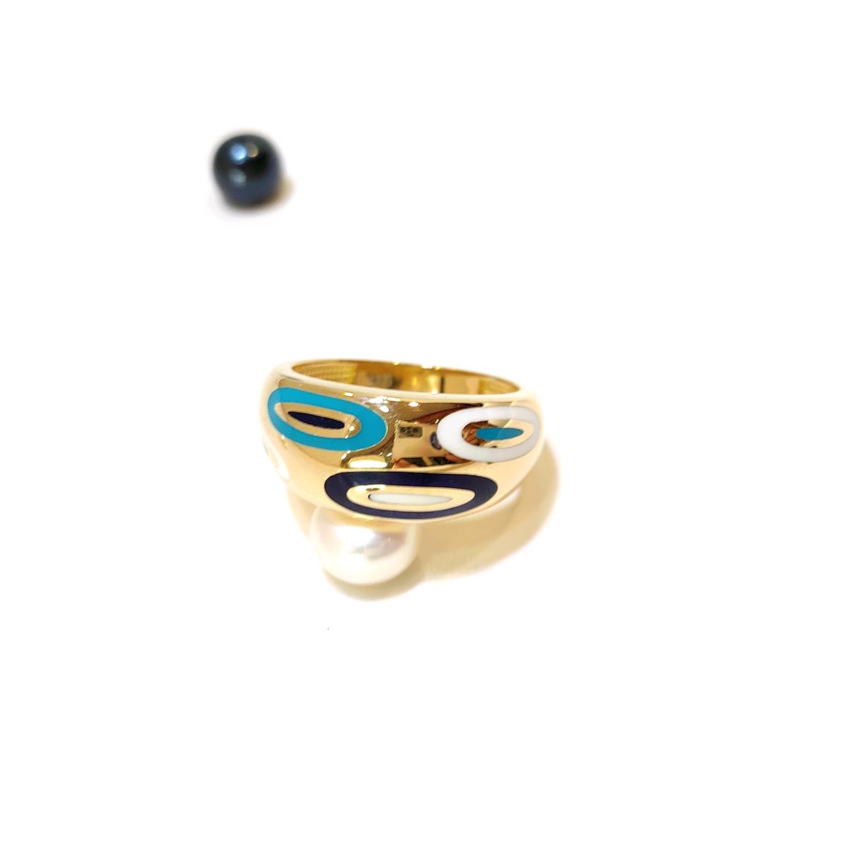 Turkuaz ve Lacivert Mineli Yüzük 14 Ayar Altın HD VİDEOLU