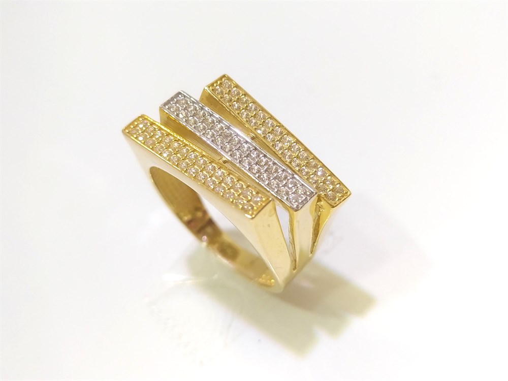 Üç Sıralı Su Yolu Yüzük 14 Ayar Altın