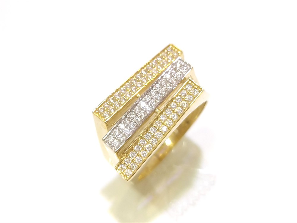 Üç Sıralı Su Yolu Yüzük 14 Ayar Altın